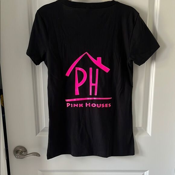 John Cougar Mellencamp Pink Houses Double sided V Neck Tee VTG SZ L - Picture 4 of 6